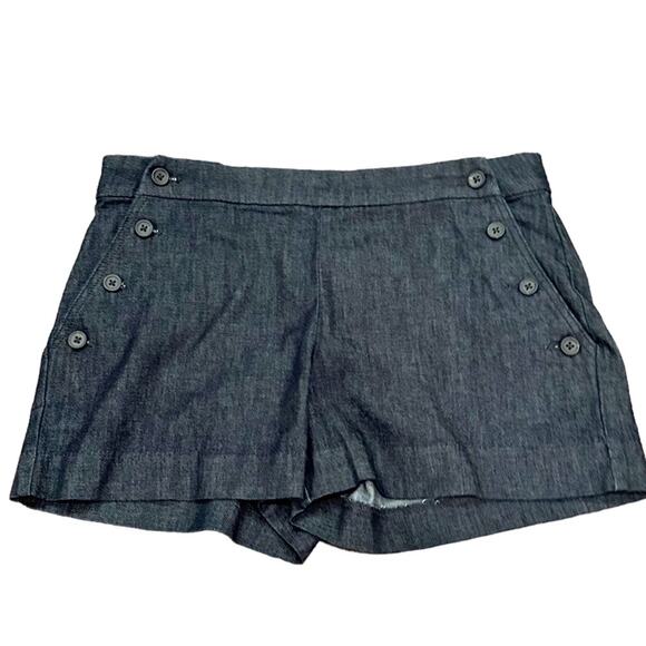 Banana Republic Shorts Blue Chambray Size 27 4 Petite 4P Button Sailor NWT - Picture 2 of 14